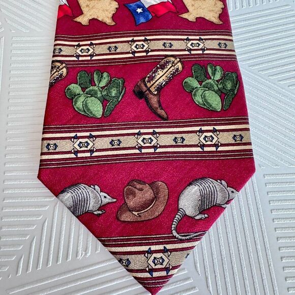 100% Silk Texas Western Rodeo Novelty Tie Cowboy Boots Cactus State Puritan - Picture 2 of 7